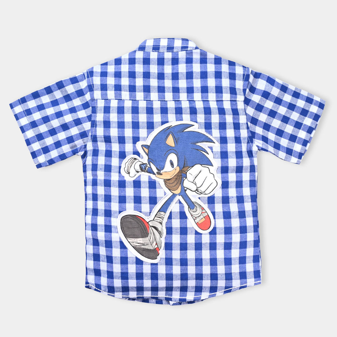 Infant Boys Yarn Dyed Casual Shirt Character -Blue