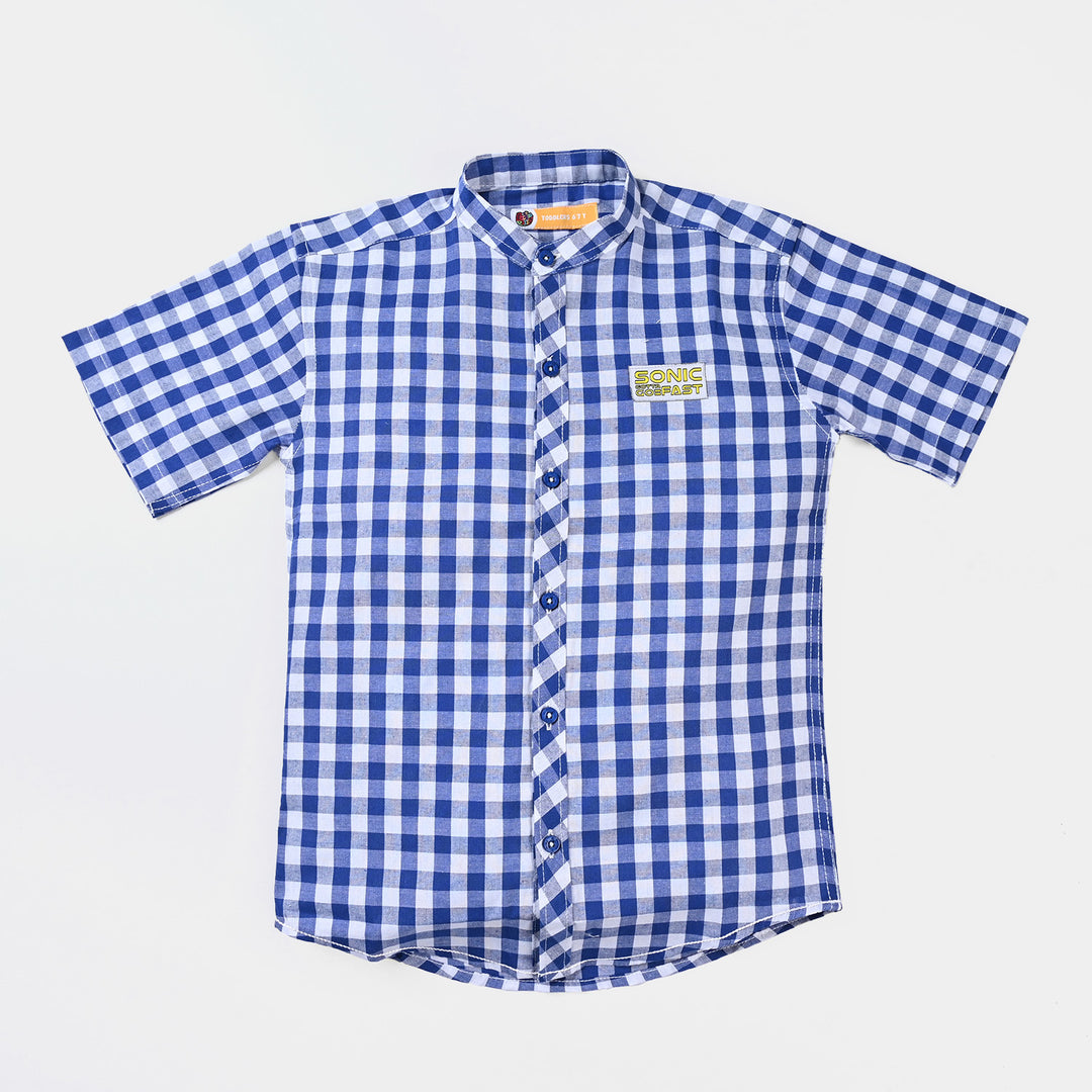 Boys Yarn Dyed Casual Shirt Character-Blue