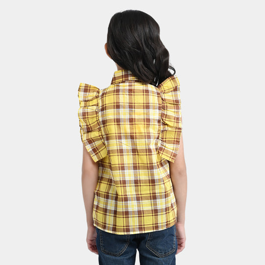 Girls Cotton Poplin Casual Top-Yellow