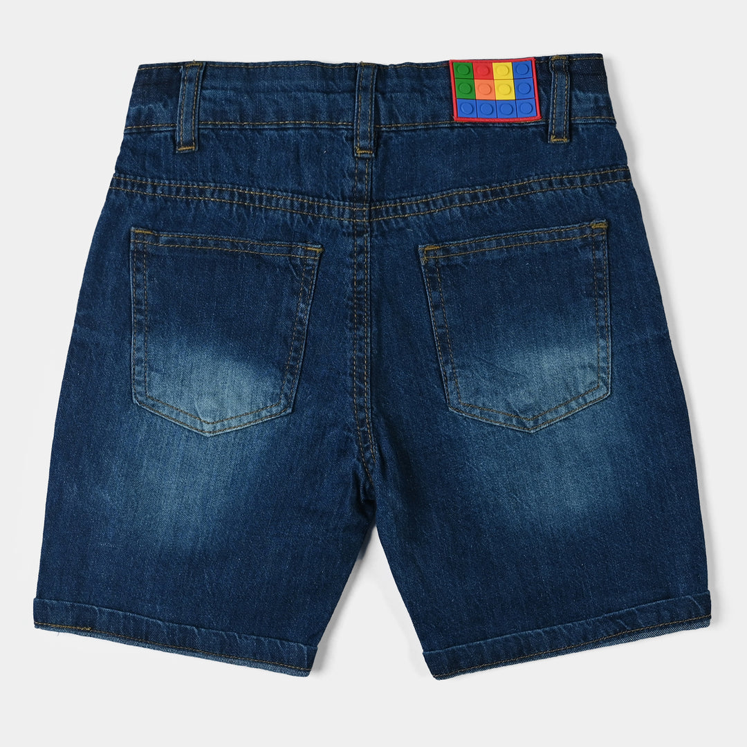 Boys Denim rigid Short Reused Things-Mid Blue