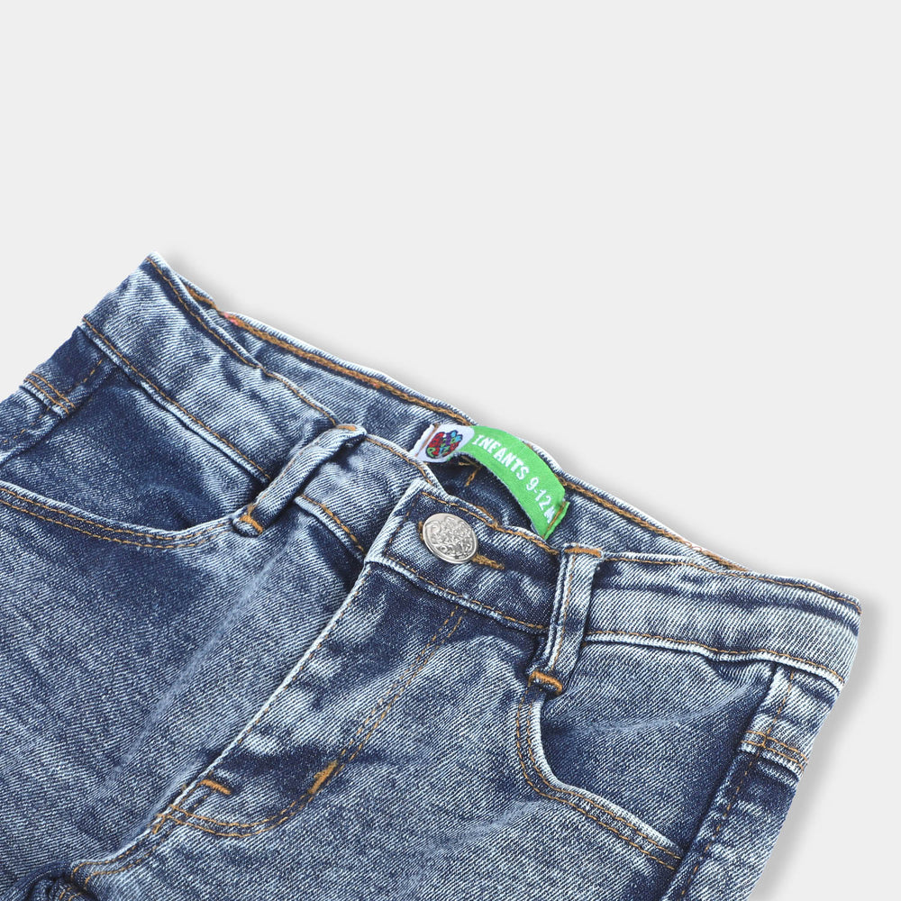 Infant Girls Denim Stretch Pant Bow Emb -LIGHT BLUE