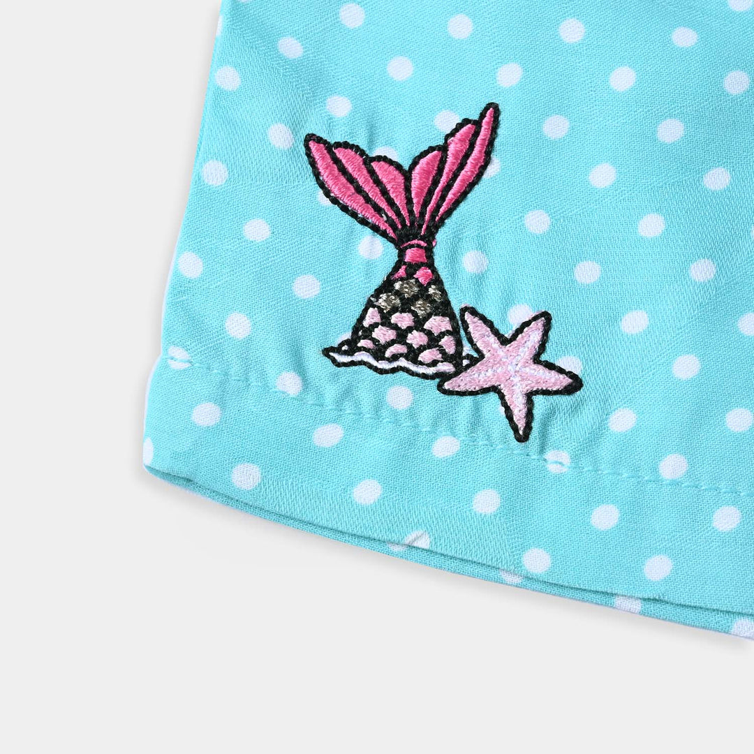 Infant Girls Cotton Viscose Short Sea World-Aqua Green