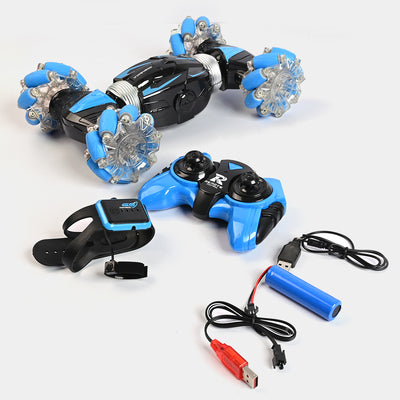 Remote Control Stunt Car With Hand Sensor & Light / Music | Blue