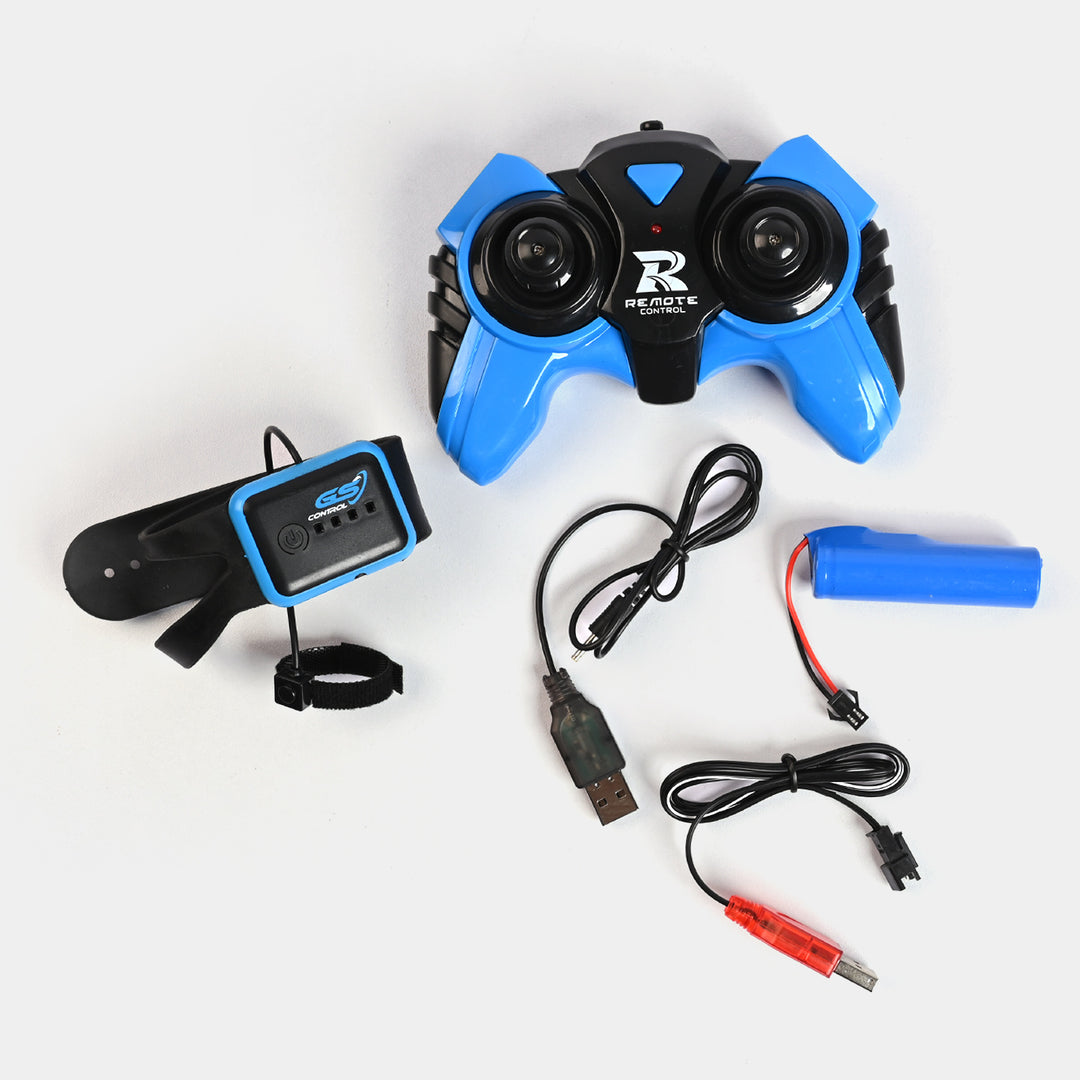 Remote Control Stunt Car With Hand Sensor & Light / Music | Blue