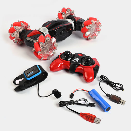 Remote Control Stunt Car With Hand Sensor & Light / Music | Red