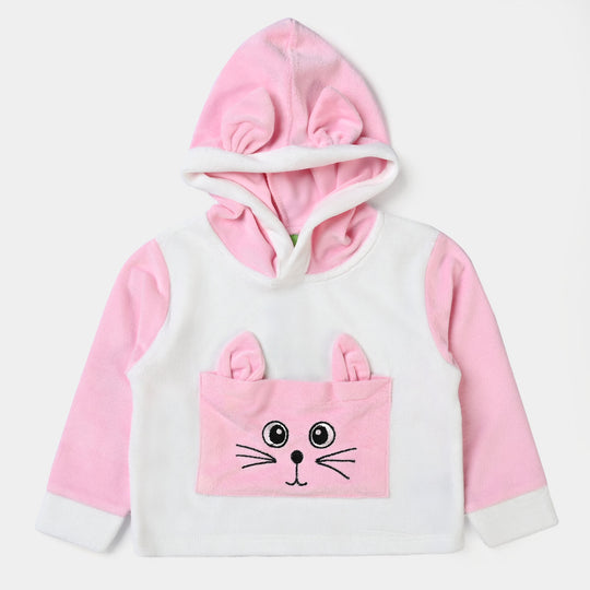 Infant Girls Velour 2PC Suit Cat Face-Pink