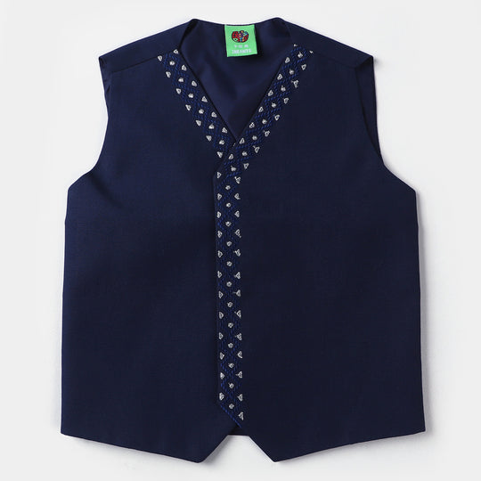 Infant Boys Oxford Waistcoat Silver Lurex-NAVY