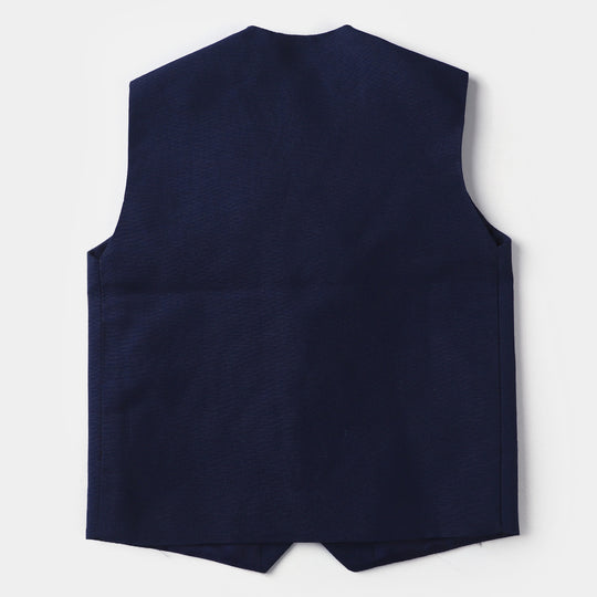 Infant Boys Oxford Waistcoat Silver Lurex-NAVY