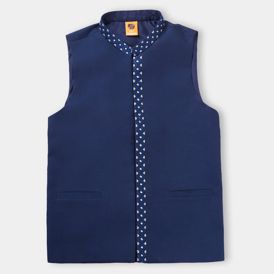 Boys Oxford Waistcoat Silver Lure-NAVY