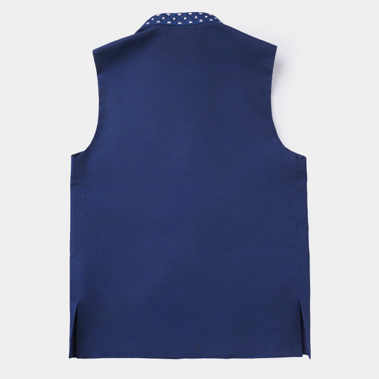 Boys Oxford Waistcoat Silver Lure-NAVY