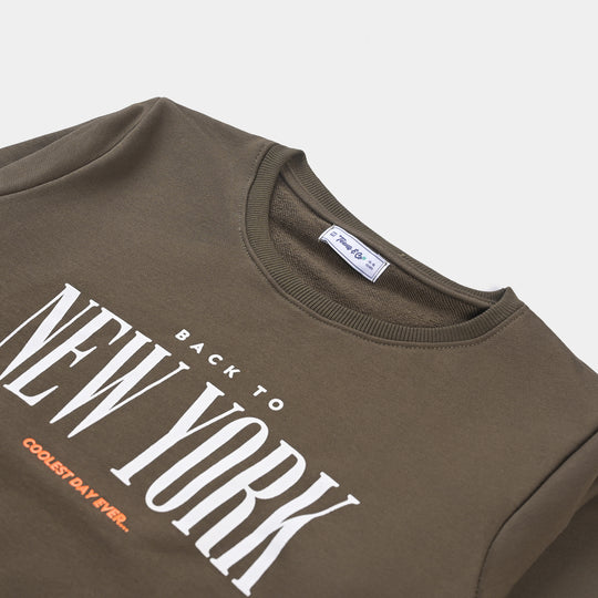 Teens Boys Fleece Sweatshirt New York-Olive