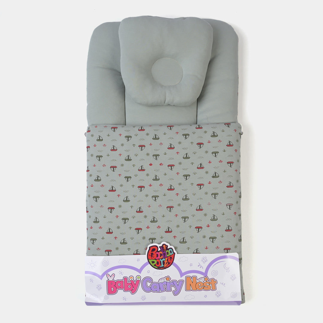 Baby Carry Nest Printed With Head Pillow | Green