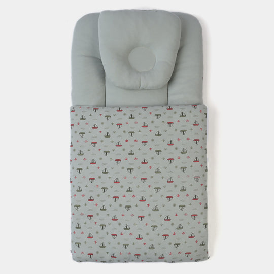 Baby Carry Nest Printed With Head Pillow | Green