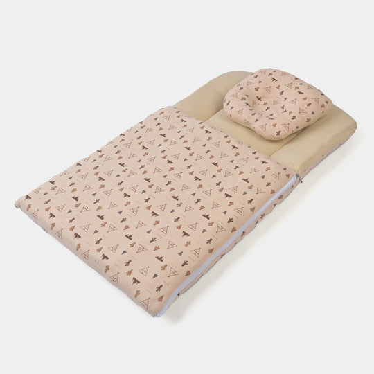 Baby Carry Nest Printed With Head Pillow | Light Brown