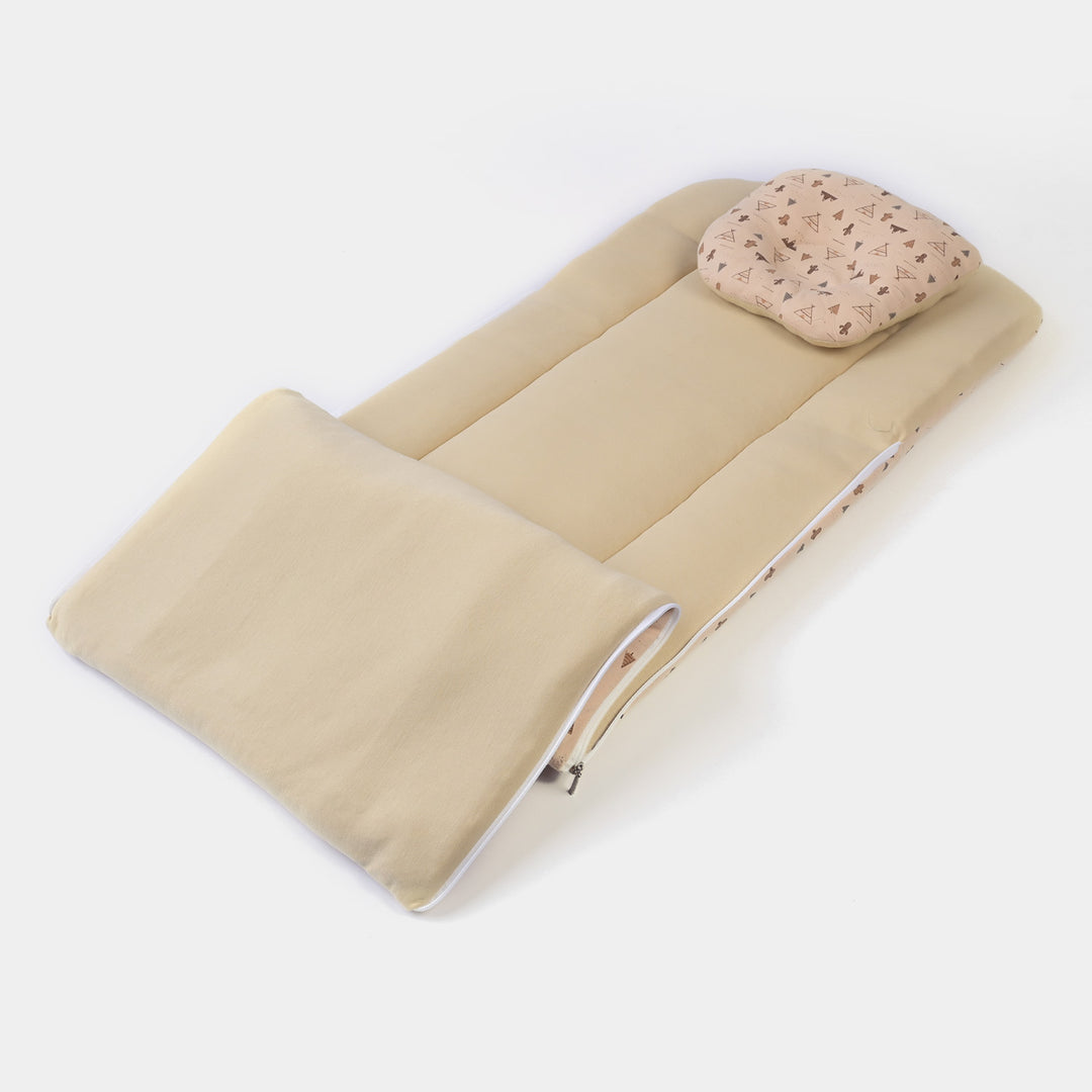 Baby Carry Nest Printed With Head Pillow | Light Brown