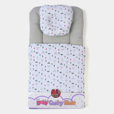 Baby Carry Nest Printed With Head Pillow | White