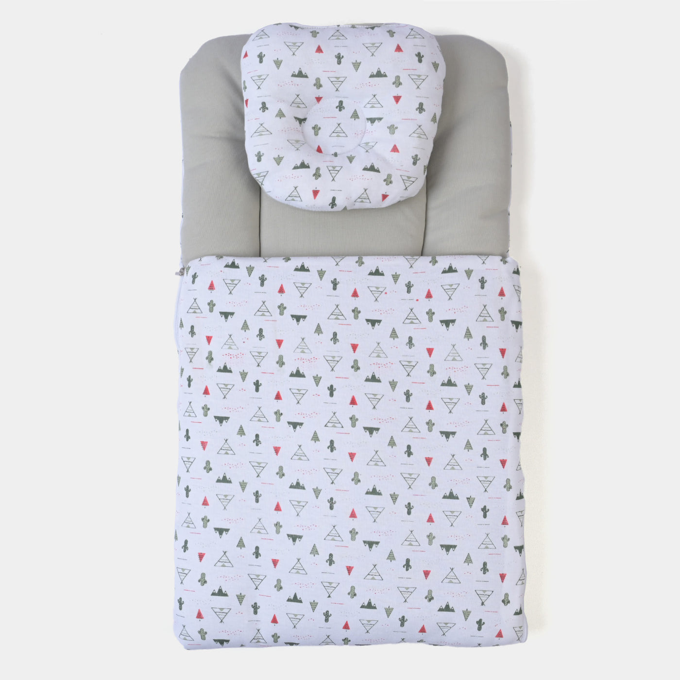 Baby Carry Nest Printed With Head Pillow | White