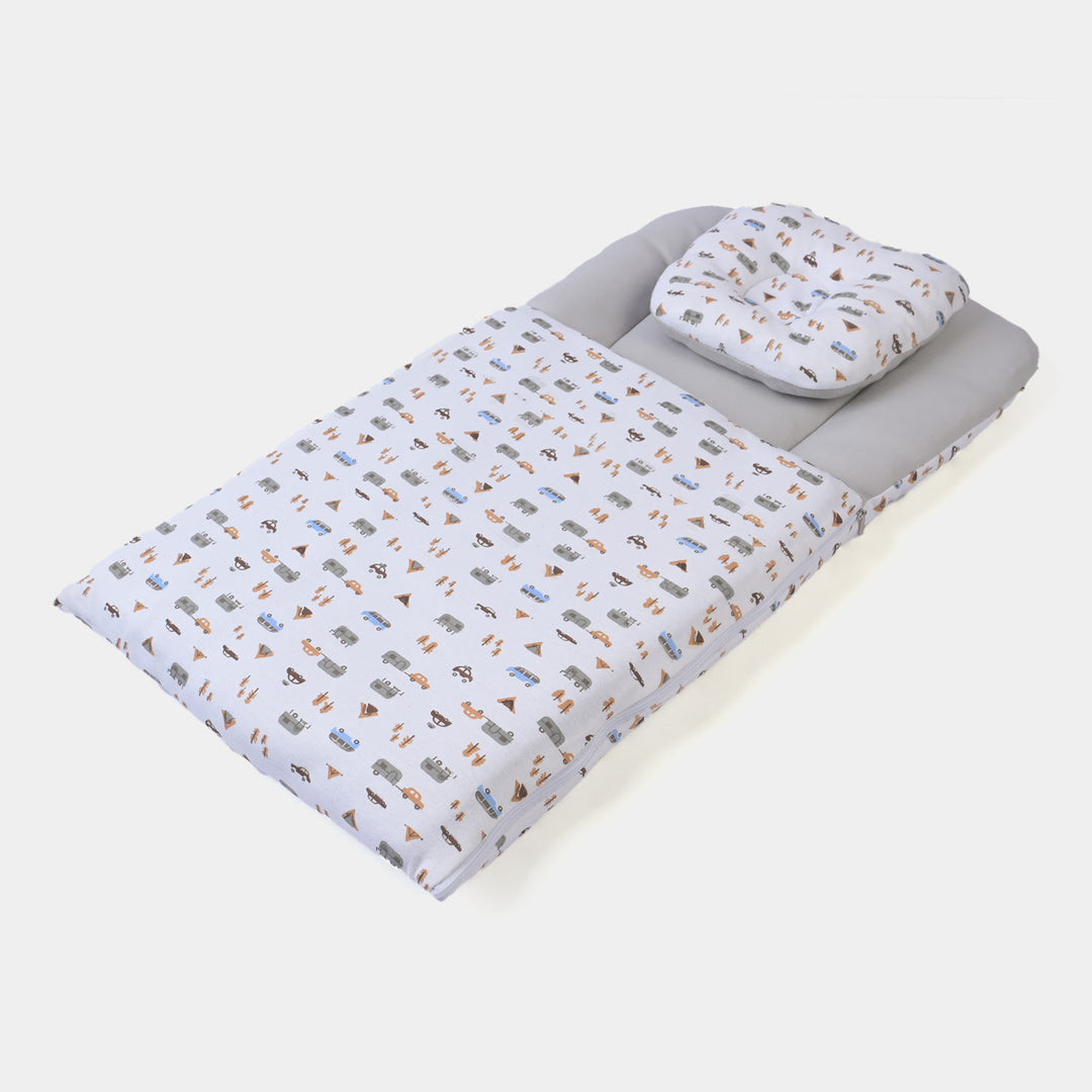 Baby Carry Nest Printed With Head Pillow | Gray White