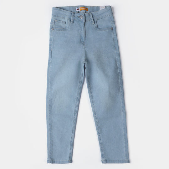 Girls Denim Stretch Pant Basic | Ice Blue