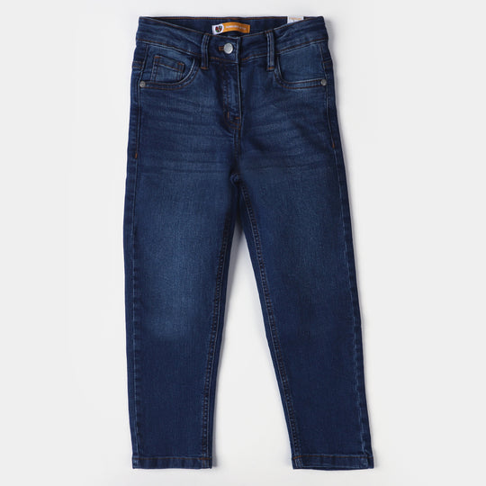 Girls Denim Stretch Pant Basic | Mid Blue