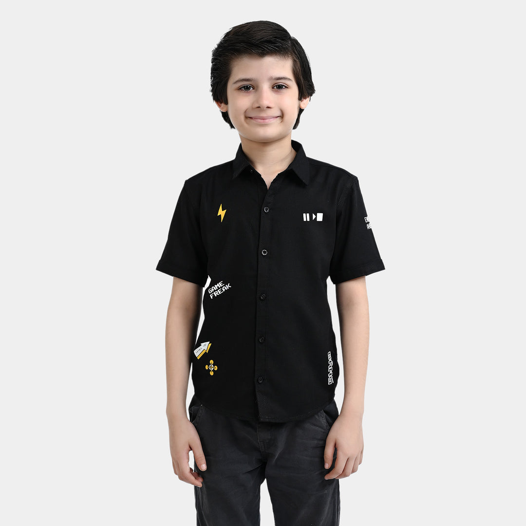 Boys Oxford Casual Shirt Game Freak | BLACK