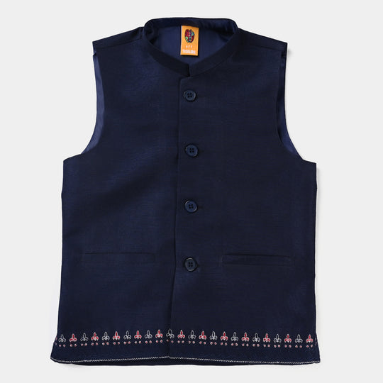 Boys Raw Silk Waistcoat ROYAL-R/Blue