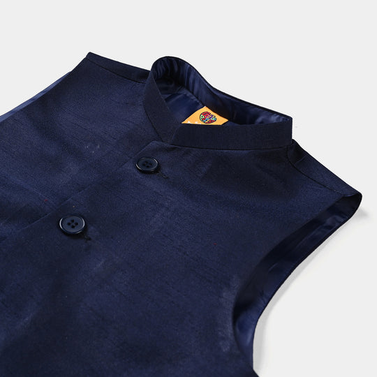 Boys Raw Silk Waistcoat ROYAL-R/Blue