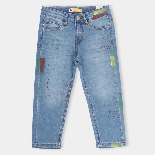 Boys Denim Stretch Pant Splatter -LIGHT BLUE