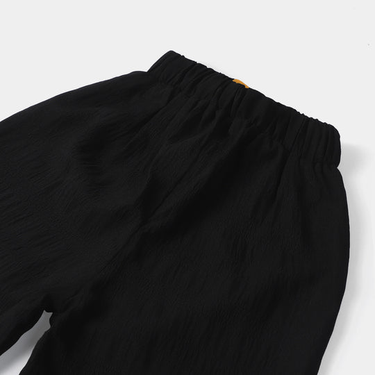 Girls Cotton Pant Seer Sucker-BLACK