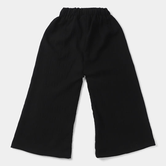 Girls Cotton Pant Seer Sucker-BLACK