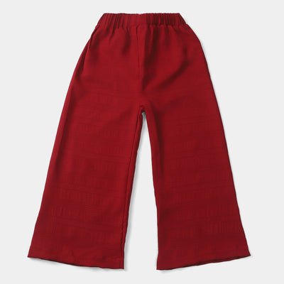 Girls Cotton Pant Seer Sucker-Red
