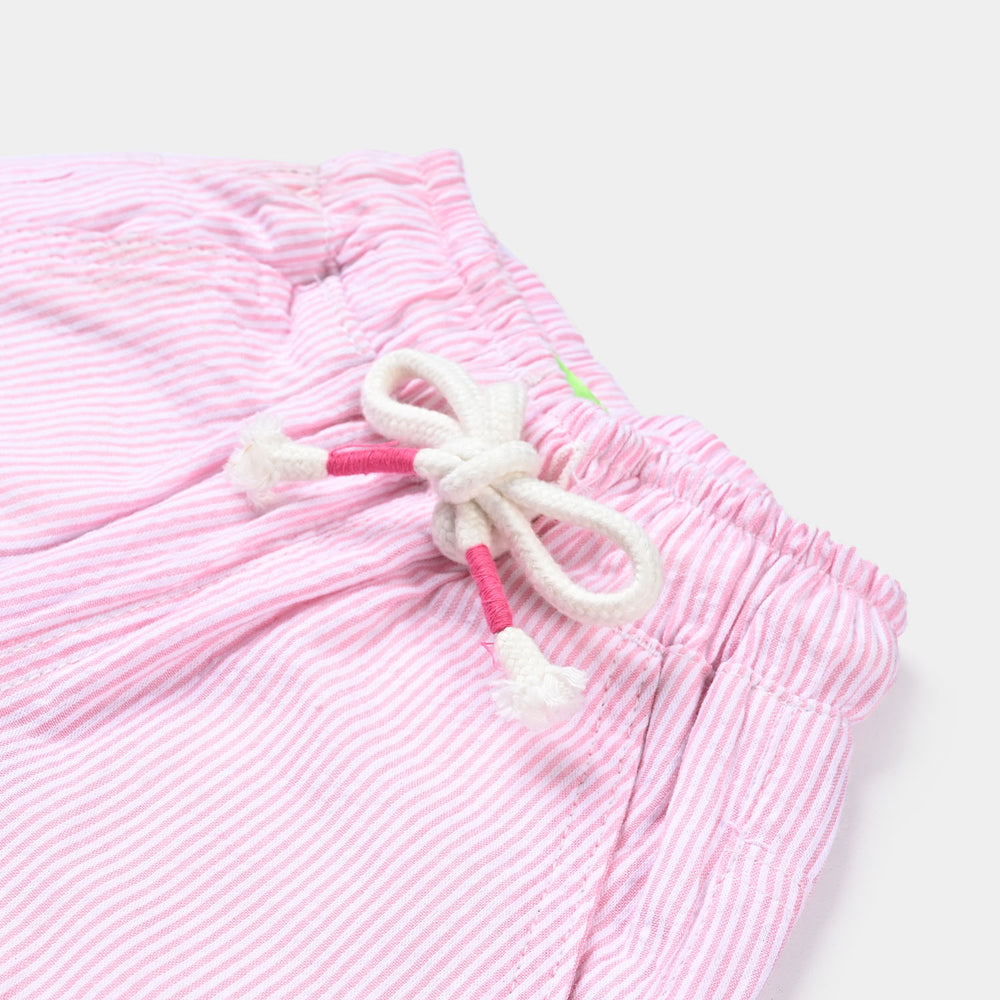 Infant Girls Cotton Pant Pin-Stripes | Pink