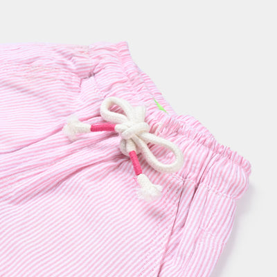 Infant Girls Cotton Pant Pin-Stripes | Pink