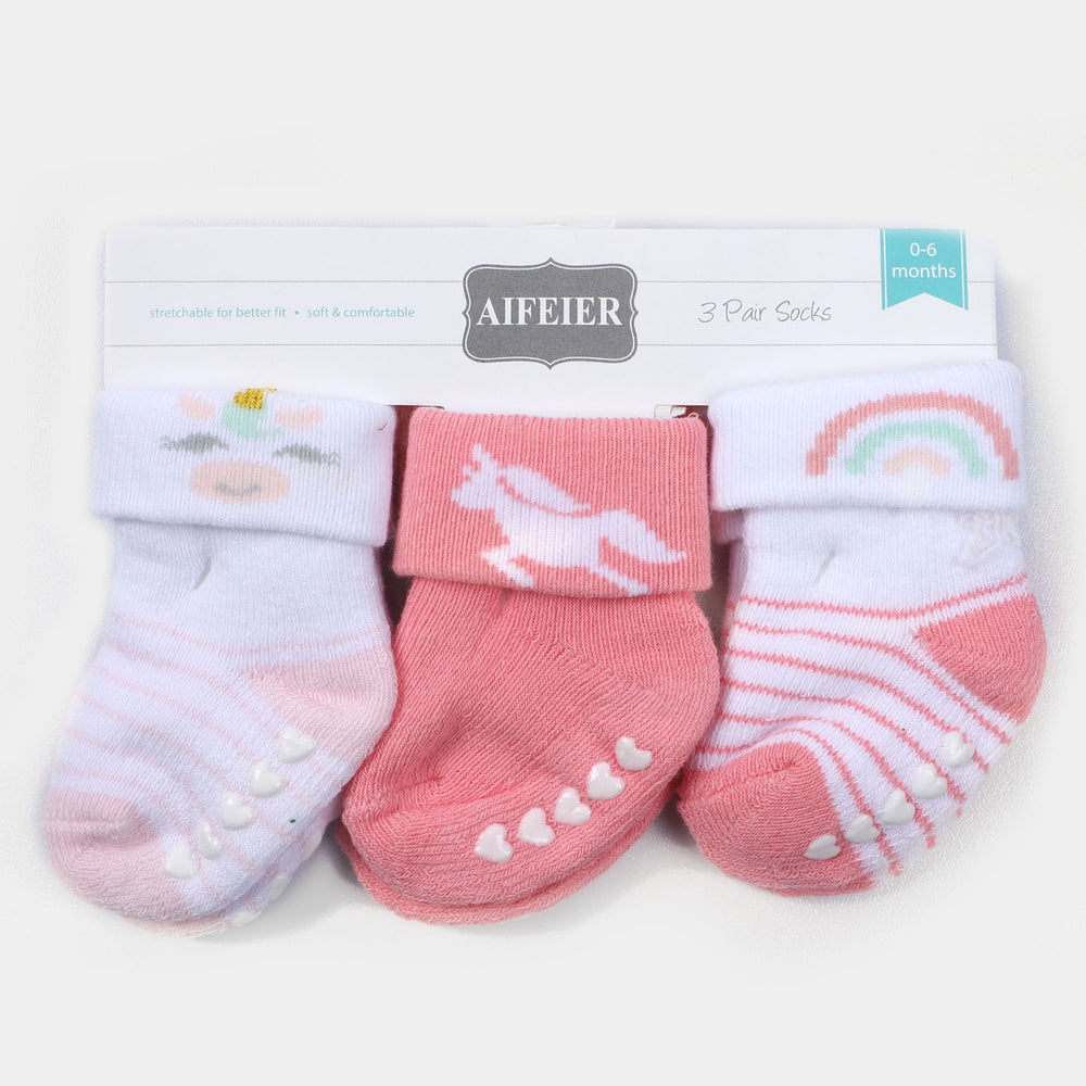 Newborn Socks Cotton 3PCs Pack | 0 to 6M