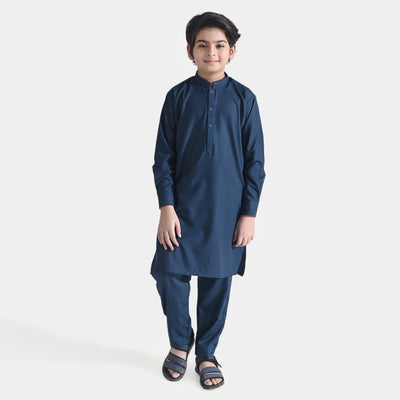 Boys Poly Viscose 2PC Suit (Cut N Sew Placket)-Teal