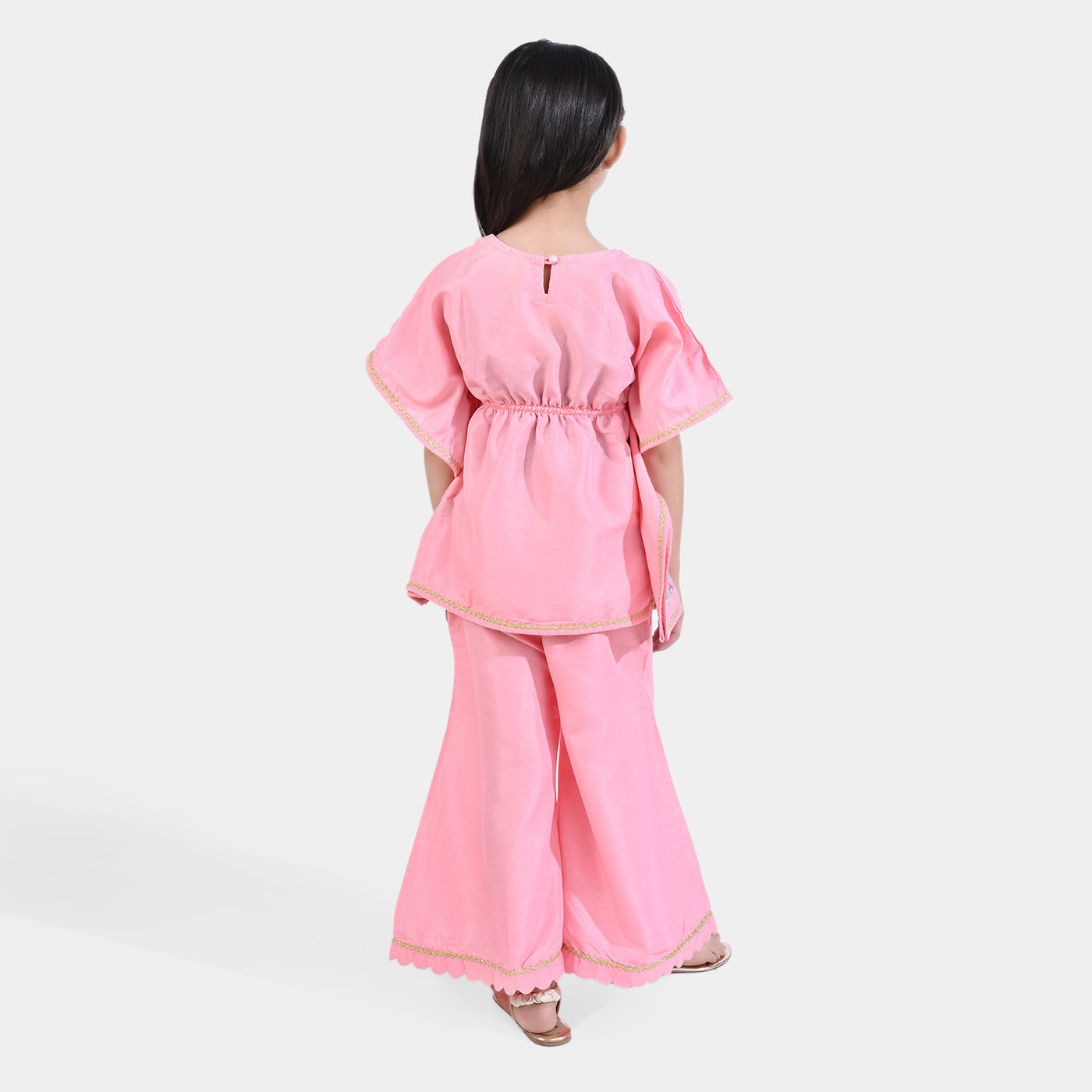 Girls Raw Silk 2PCs Suit Blush-Peach