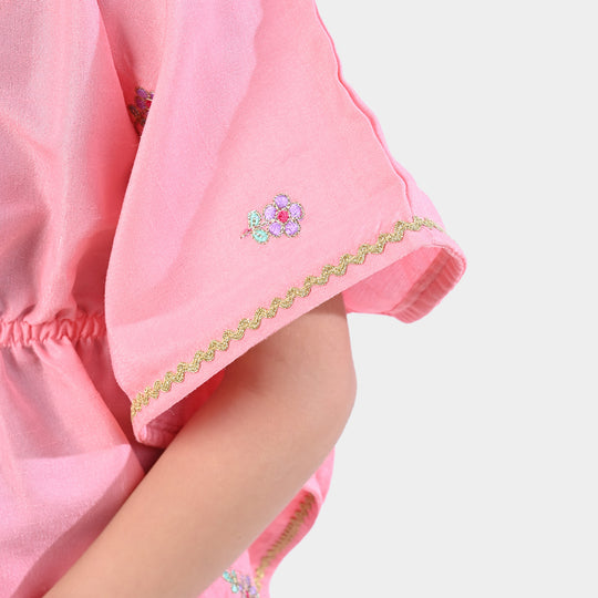 Girls Raw Silk 2PCs Suit Blush-Peach