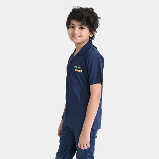 Boys Cotton PK Casual Shirt H/S High Score-NAVY