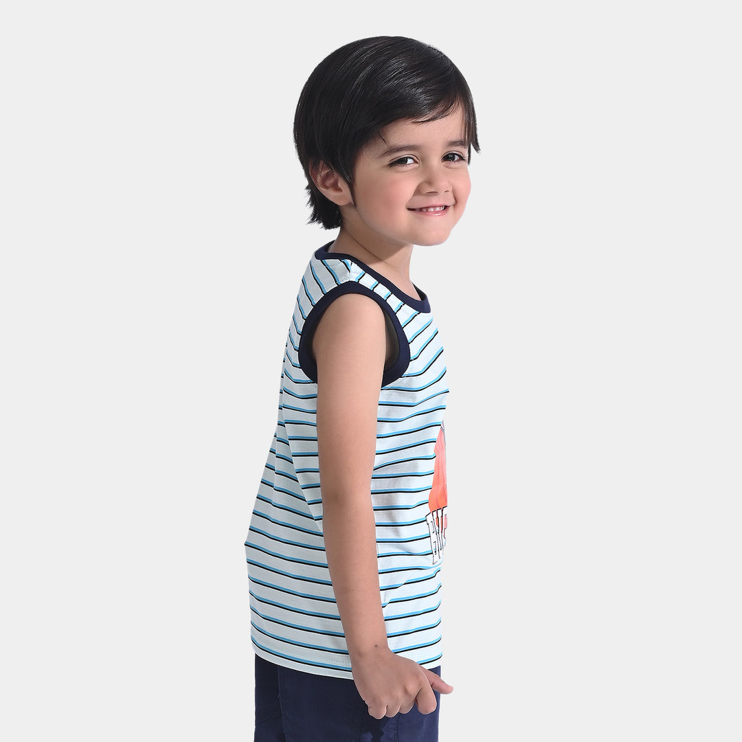 Boys Cotton Jersey Sando Character -Sky