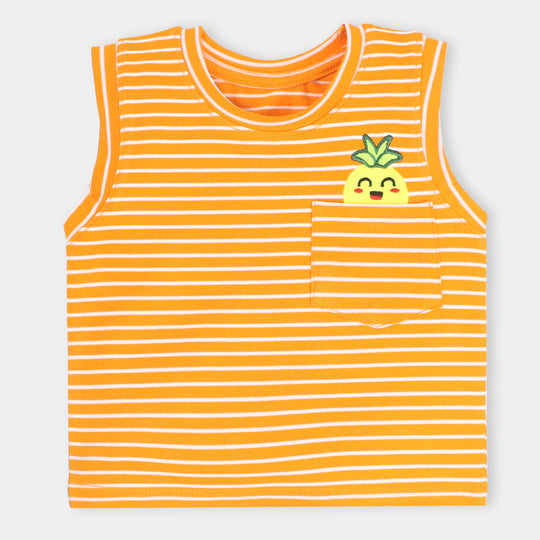 Infant Boys Cotton Jersey Sando Pineapple-ORANGE