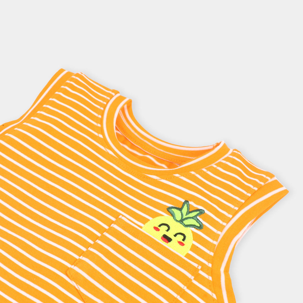 Infant Boys Cotton Jersey Sando Pineapple-ORANGE