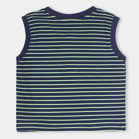 Infant Boys Cotton Jersey Sando Smiley-Stripes