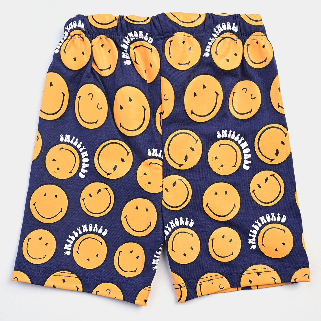 Infant Boys Poly Cotton Jersey Night Wear Suit Smiley-Citrus