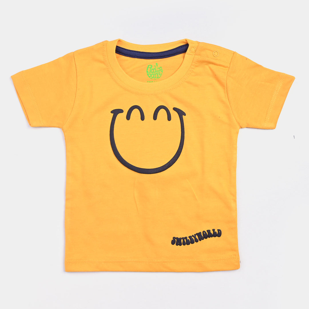 Infant Boys Poly Cotton Jersey Night Wear Suit Smiley-Citrus