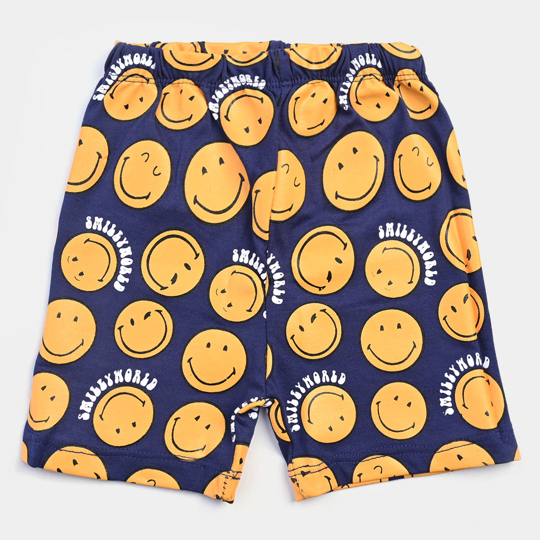 Infant Boys Poly Cotton Jersey Night Wear Suit Smiley-Citrus