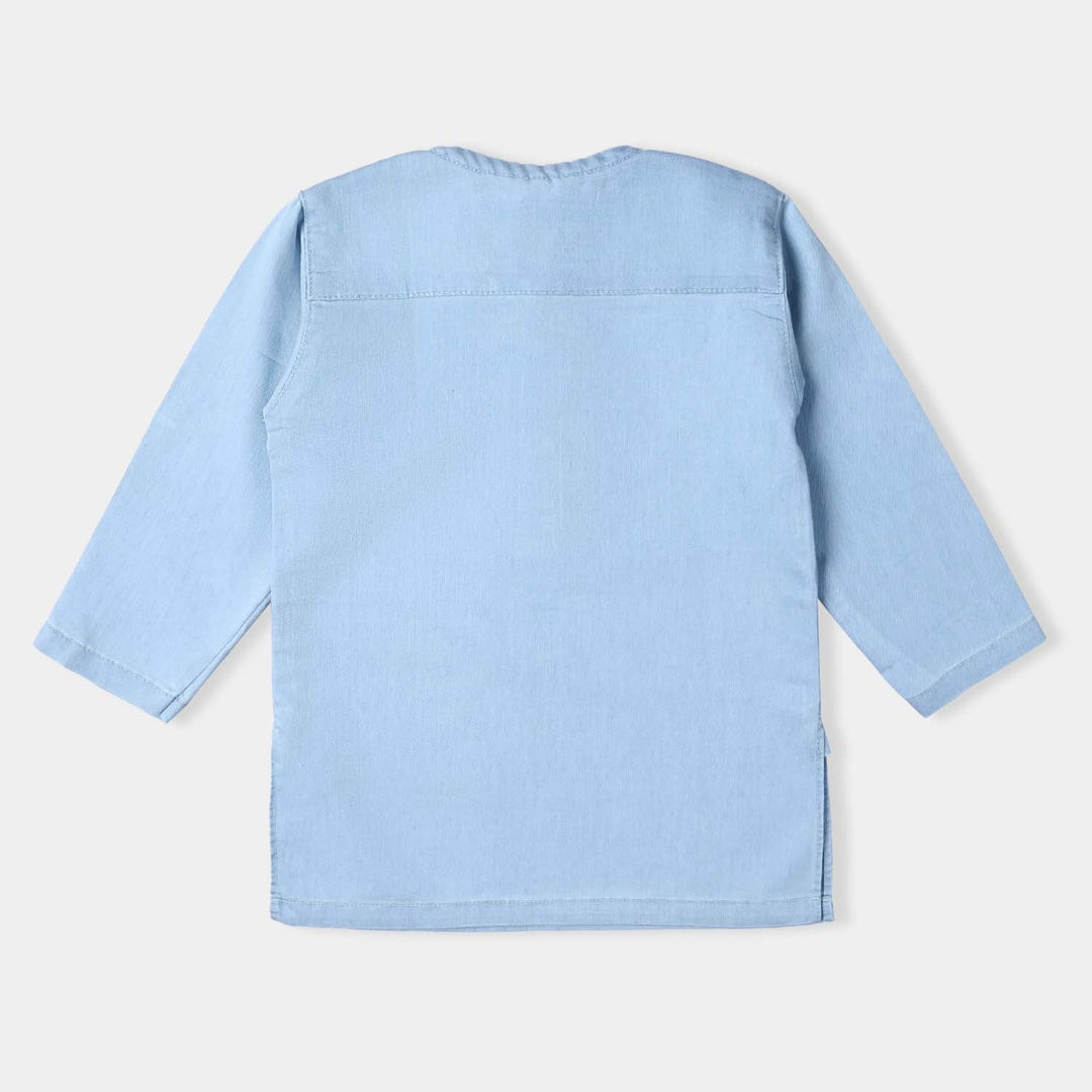 Infant Boys Light Denim Basic Kurta-L/BLUE