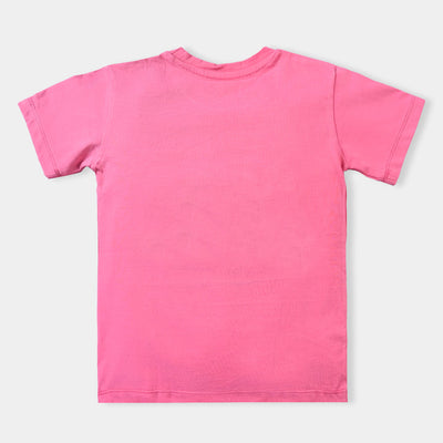 Girls Cotton Jersey T-Shirt Miraal Live & Laugh - Hot Pink
