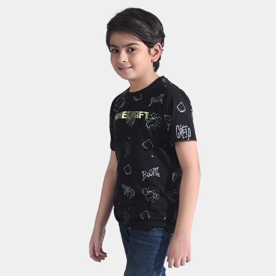 Boys Cotton Jersey  H/S T-Shirt  | Jet Black