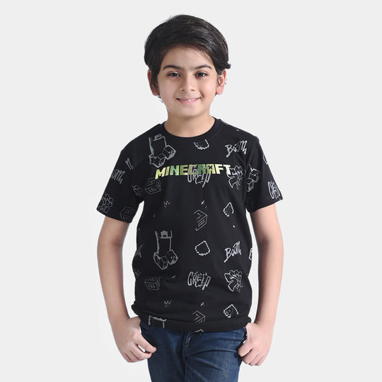 Boys Cotton Jersey  H/S T-Shirt  | Jet Black