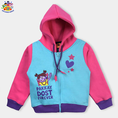 Girls Fleece Knitted Jacket Pakkay Dost Miraal-Pink/Blue